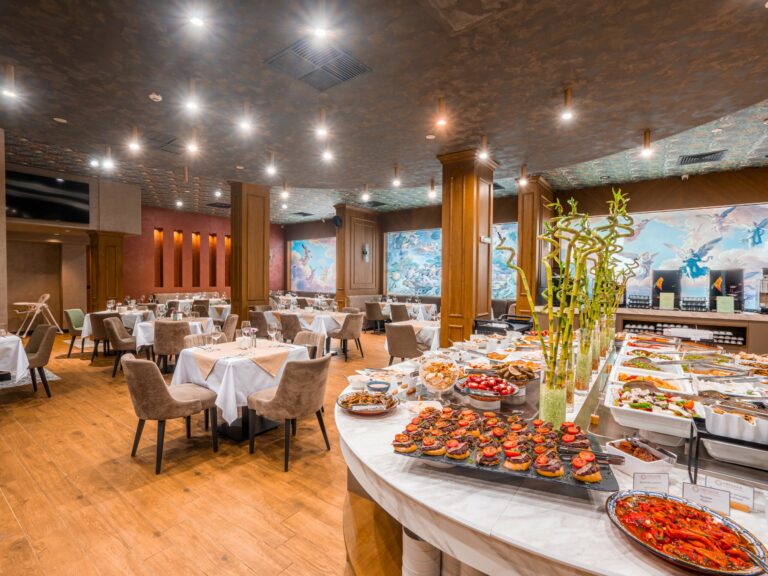 Breakfast buffet with fresh fruit at Elysium restaurant at Premier Luxury Mountain Resort, Bansko