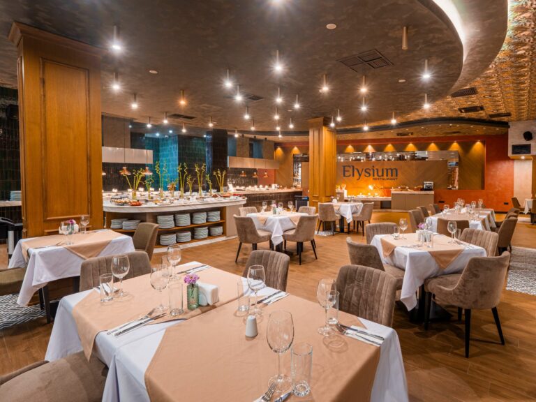 Elysium restaurant dining hall at Premier Luxury Mountain Resort, Bansko