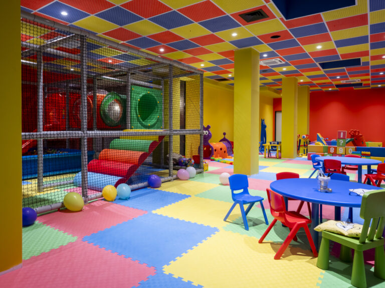 Kids’ club with soft play area and colourful ceiling at Premier Luxury Mountain Resort, Bansko