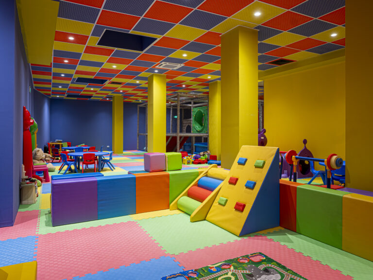 Kids’ club with climbing wall and ball pit at Premier Luxury Mountain Resort, Bansko