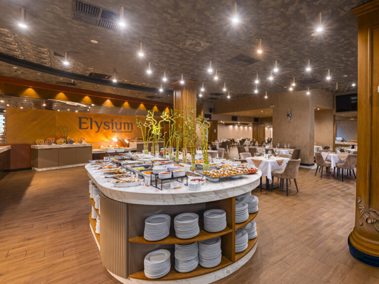 Breakfast and dinner buffet at Elysium Restaurant at Premier Luxury Mountain Resort, Bansko