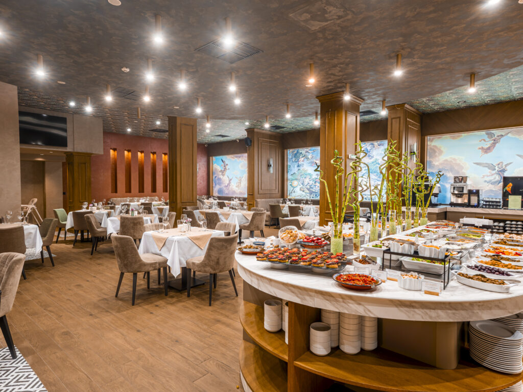 Breakfast and dinner buffet at Elysium Restaurant at Premier Luxury Mountain Resort, Bansko