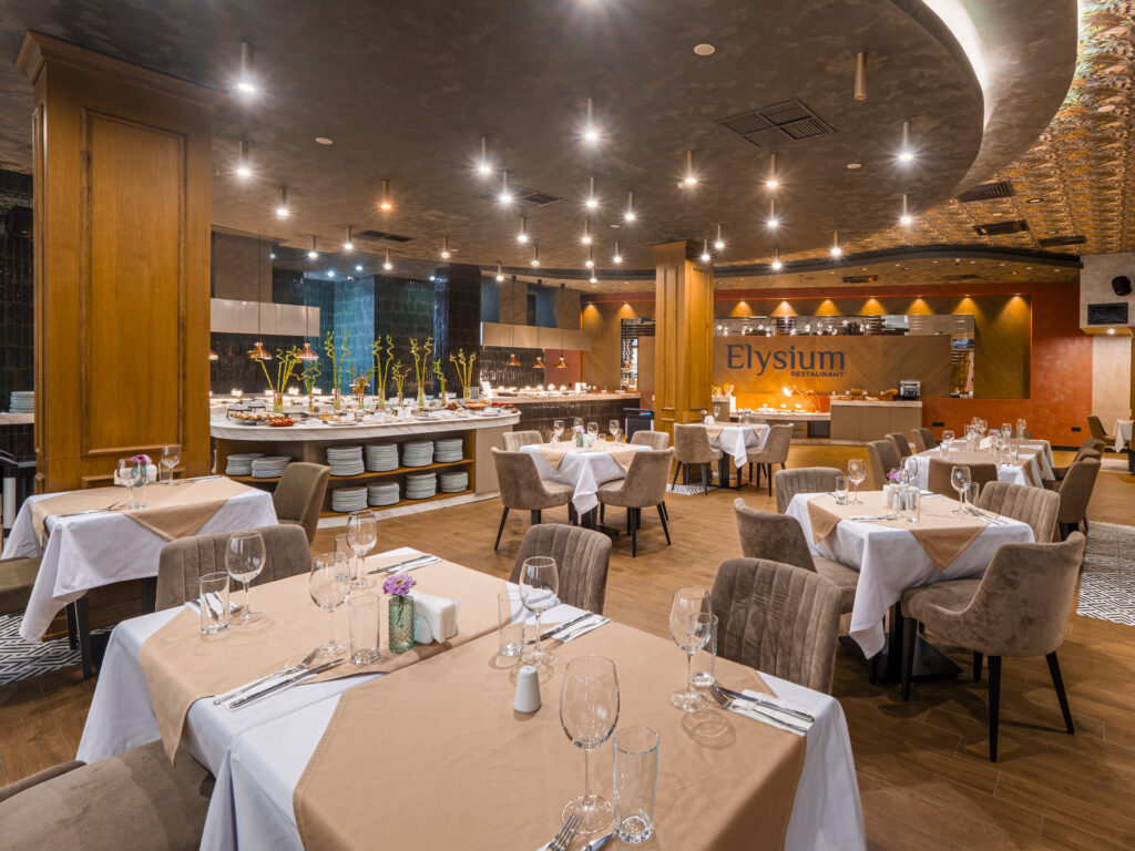 Elysium Restaurant dining hall at Premier Luxury Mountain Resort, Bansko