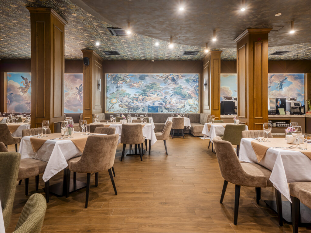 Elysium Restaurant dining hall at Premier Luxury Mountain Resort, Bansko