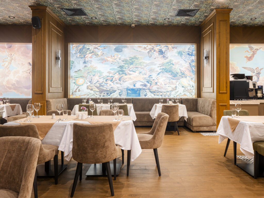Elysium Restaurant dining hall at Premier Luxury Mountain Resort, Bansko