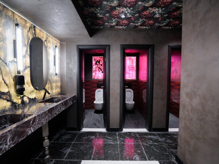 Spa changing room with illuminated mirrors at Premier Luxury Mountain Resort, Bansko